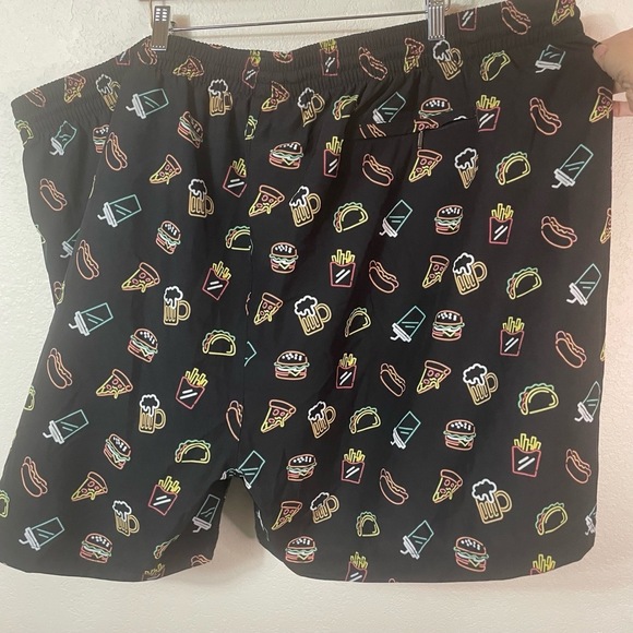 Caribbean Roundtree Yorke Swim Trunks Shorts 4XB Black Snacks Pizza Beer Fries - Picture 5 of 6